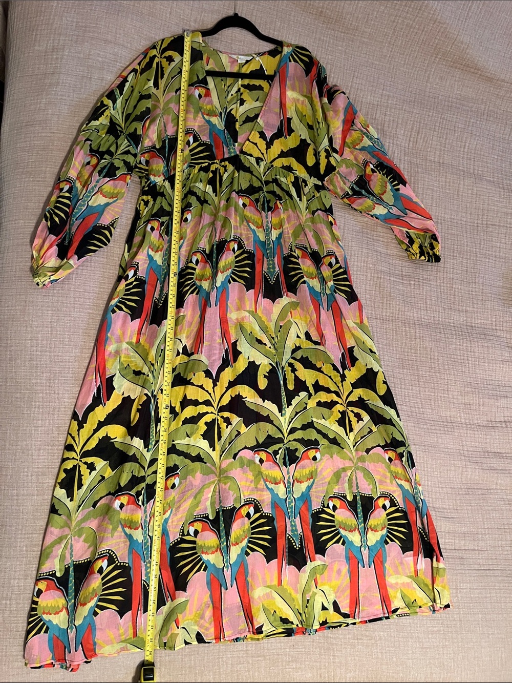 Boden Tropical Parrot Maxi Dress in Black, Pink, Yellow, Blue - Picture 5 of 6